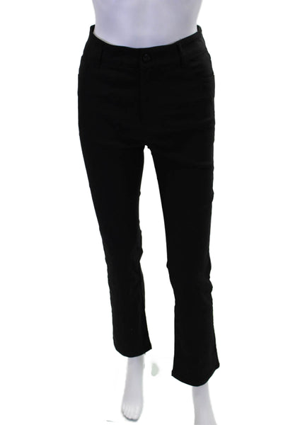 Renuar Womens Straight Leg Mid Rise Zip Fly Skinny Pants Black Size 8