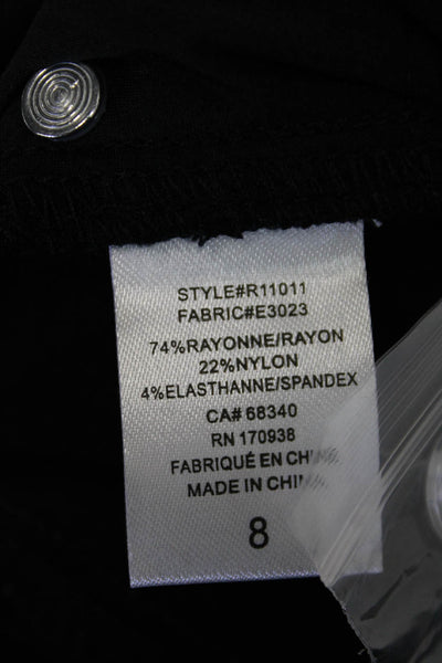 Renuar Womens Straight Leg Mid Rise Zip Fly Skinny Pants Black Size 8