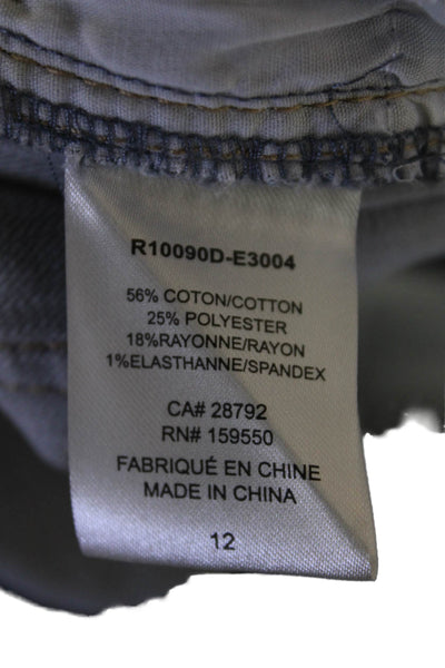Renuar Womens Cotton Embellished Straight Leg Skinny Mid Rise Pants Gray Size 12