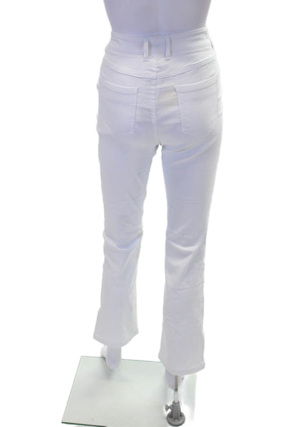 Renuar Womens Straight Leg Mid Rise Zip Button Skinny Pants White Size 8