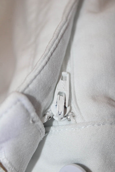 Renuar Womens Straight Leg Mid Rise Zip Button Skinny Pants White Size 8