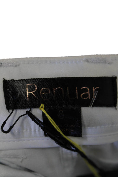 Renuar Womens Straight Leg Mid Rise Zip Button Skinny Pants White Size 8