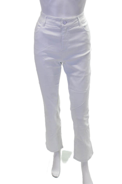 Renuar Womens Straight Leg Skinny Mid Rise Zip Fly Pants White Size 32