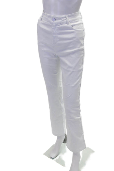 Renuar Womens Straight Leg Skinny Mid Rise Zip Fly Pants White Size 32