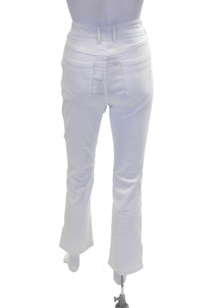 Renuar Womens Straight Leg Skinny Mid Rise Zip Fly Pants White Size 32
