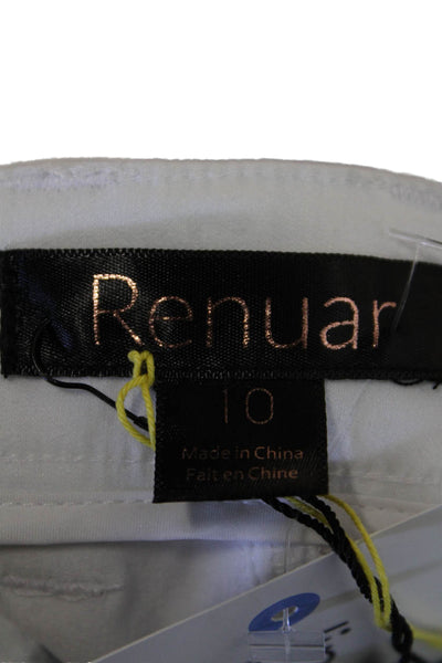 Renuar Womens Straight Leg Skinny Mid Rise Zip Fly Pants White Size 32