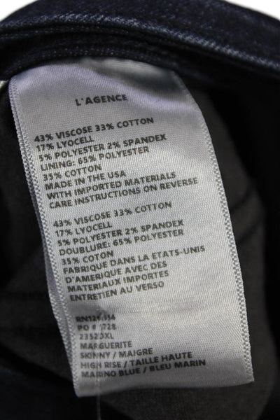 L'Agence Womens High Rise Skinny Leg Marguerite Jeans Blue Cotton Size 31