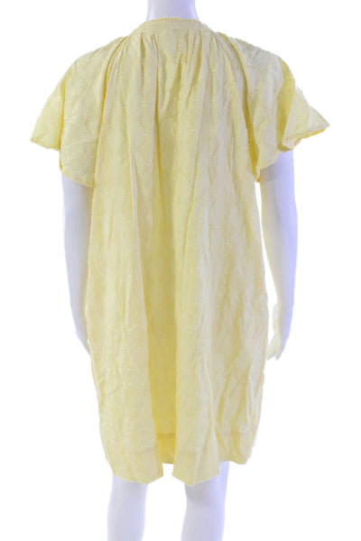 Apiece Apart Womens Key Hole Neck Short Sleeves Dress Yellow Size Small