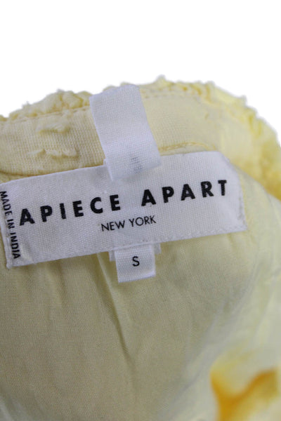 Apiece Apart Womens Key Hole Neck Short Sleeves Dress Yellow Size Small