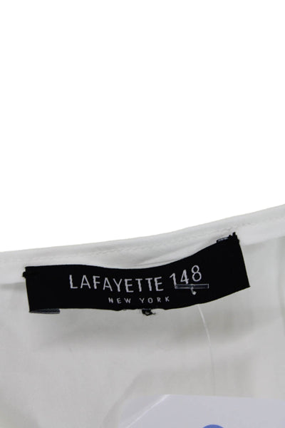 Lafayette 148 New York Womens 3/4 Sleeve Round Neck Blouse Top White Size 12