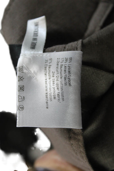 Black Label Womens Linen Zip Button Straight Leg Casual Pants Brown Size M
