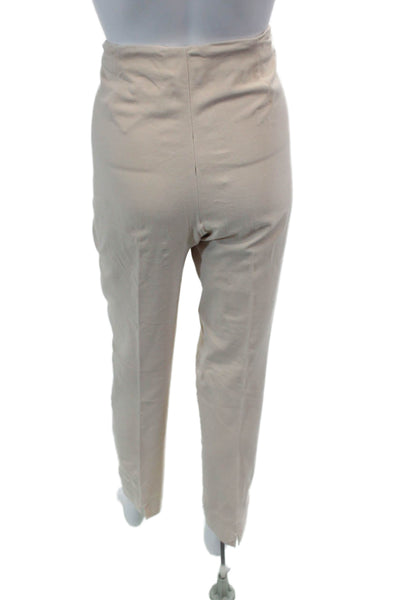 Peserico Womens Cotton Side Zippered Straight Legged Pants Solid Beige Size 46