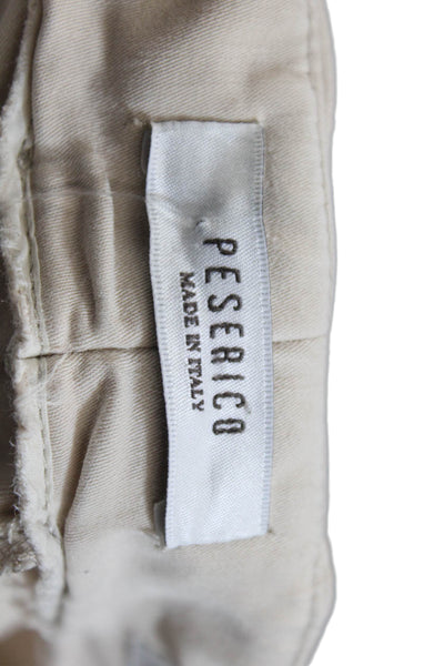 Peserico Womens Cotton Side Zippered Straight Legged Pants Solid Beige Size 46