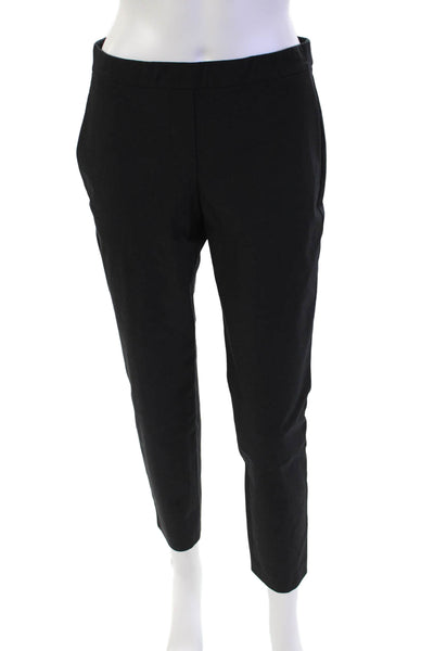 Theory Womens Cotton Blend Elastic Waist Mid-Rise Tapered Panst Black Size 2