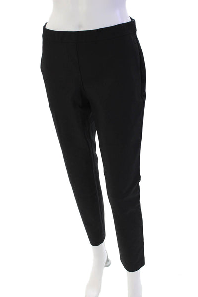 Theory Womens Cotton Blend Elastic Waist Mid-Rise Tapered Panst Black Size 2