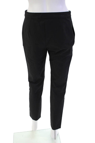 Theory Womens Cotton Blend Elastic Waist Mid-Rise Tapered Panst Black Size 2