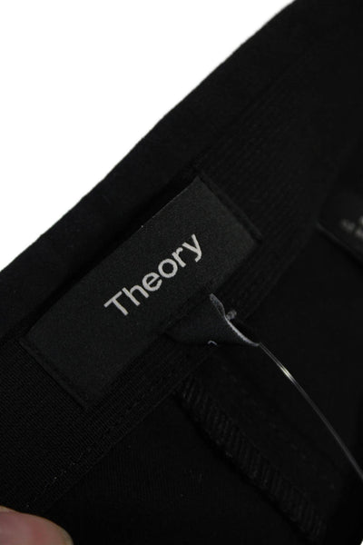 Theory Womens Cotton Blend Elastic Waist Mid-Rise Tapered Panst Black Size 2