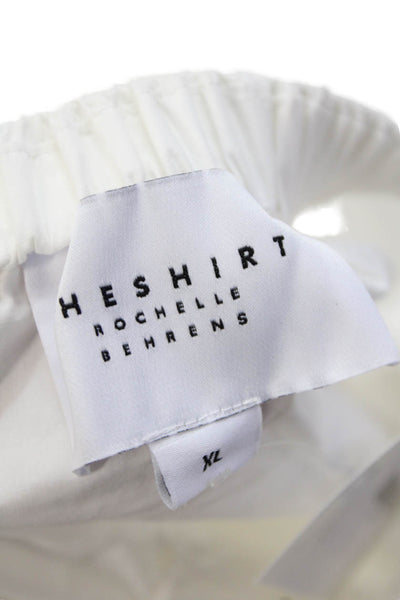 The Shirt Womens Cotton Ruffle Trim Short Sleeve Blouse Top White Size XL