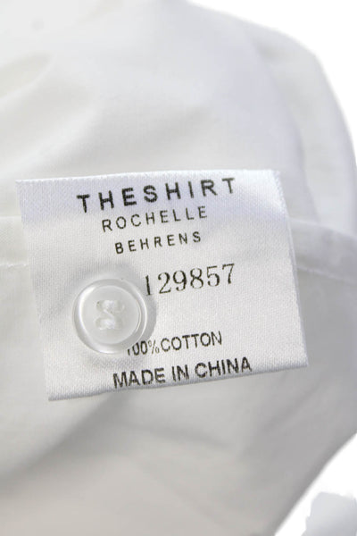 The Shirt Womens Cotton Ruffle Trim Short Sleeve Blouse Top White Size XL