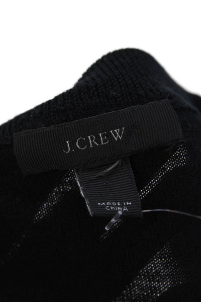 J Crew Womens Knit Round Neck Long Sleeve Pullover Sweater Top Black Size L