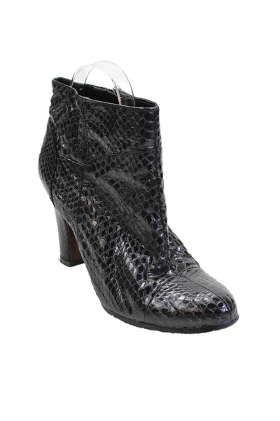 Sam Edelman Womens Snake Skin Leather Lined Zip Heel Booties Black Size 7.5