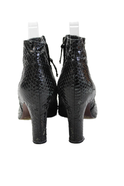 Sam Edelman Womens Snake Skin Leather Lined Zip Heel Booties Black Size 7.5