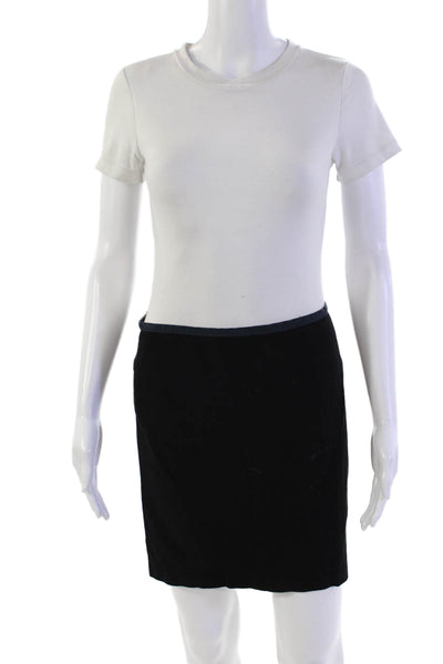Theory Womens Cotton Lined Midi Zip Straight Pencil Skirt Black Size 06