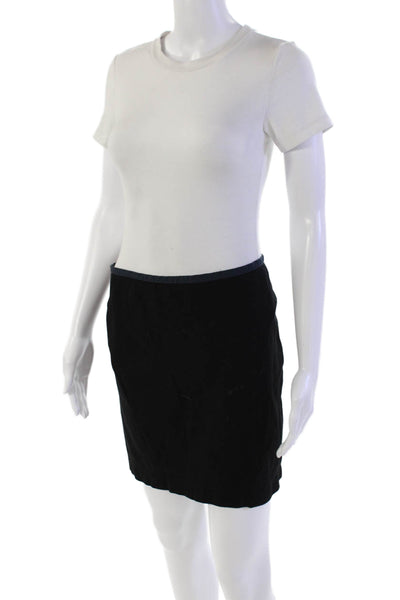 Theory Womens Cotton Lined Midi Zip Straight Pencil Skirt Black Size 06