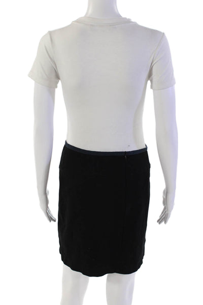 Theory Womens Cotton Lined Midi Zip Straight Pencil Skirt Black Size 06