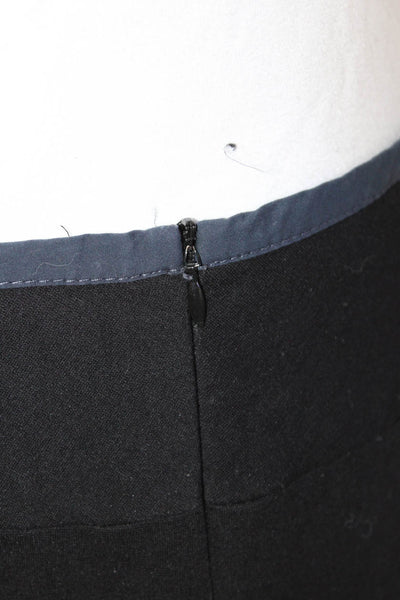 Theory Womens Cotton Lined Midi Zip Straight Pencil Skirt Black Size 06