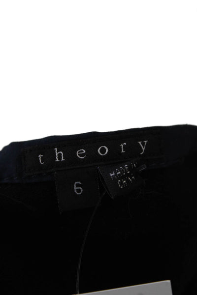 Theory Womens Cotton Lined Midi Zip Straight Pencil Skirt Black Size 06