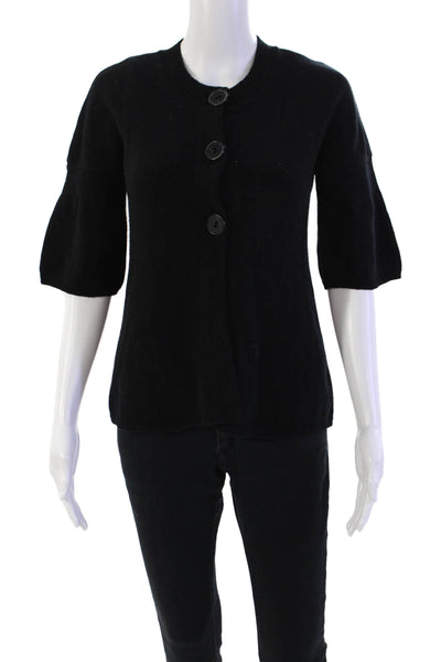 Vince Womens Cashmere Short Sleeve Button knit Cardigan Black Size XS
