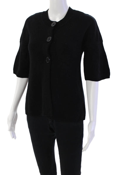 Vince Womens Cashmere Short Sleeve Button knit Cardigan Black Size XS