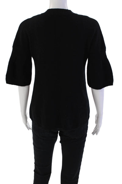 Vince Womens Cashmere Short Sleeve Button knit Cardigan Black Size XS