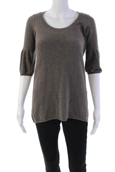 Vince Womens Cashmere Round Neck Half Sleeve Knit Top Nude Size XS