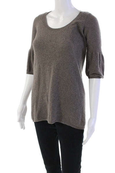 Vince Womens Cashmere Round Neck Half Sleeve Knit Top Nude Size XS