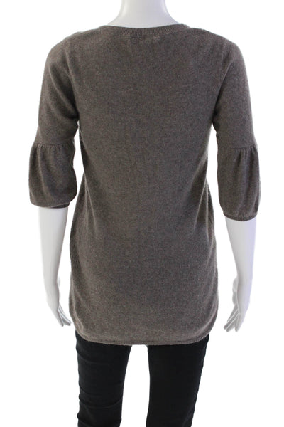Vince Womens Cashmere Round Neck Half Sleeve Knit Top Nude Size XS