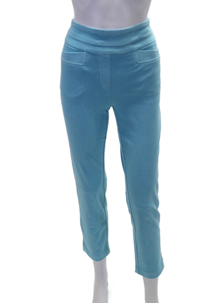 Renuar Womens Aquama Cotton Mid Rise Straight Leg Skinny Pants Blue Size 2