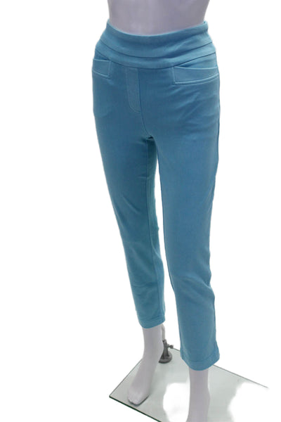 Renuar Womens Aquama Cotton Mid Rise Straight Leg Skinny Pants Blue Size 2
