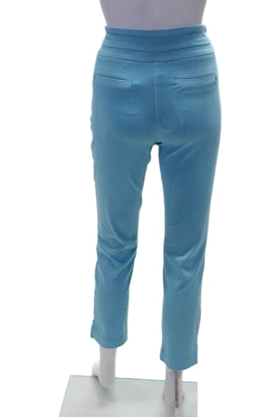Renuar Womens Aquama Cotton Mid Rise Straight Leg Skinny Pants Blue Size 2