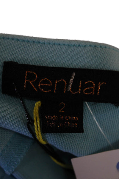 Renuar Womens Aquama Cotton Mid Rise Straight Leg Skinny Pants Blue Size 2