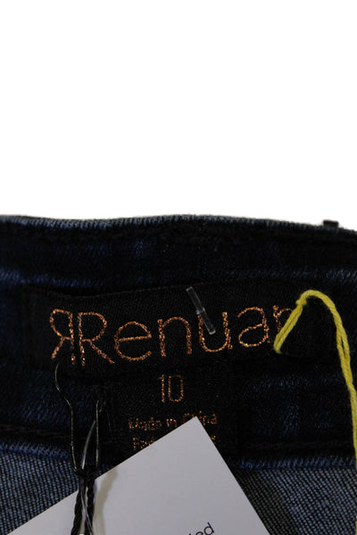 Renuar Womens Indigo Wash Embellished Star Straight Leg Pants Blue Size 10