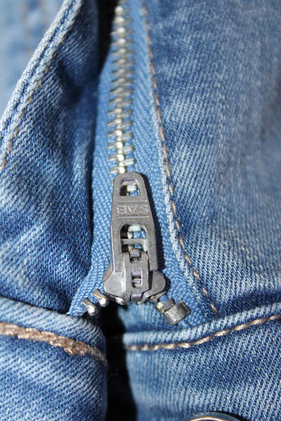 Renuar Womens Blue Wash Embellished Straight Leg Skinny Pants Blue Size 10