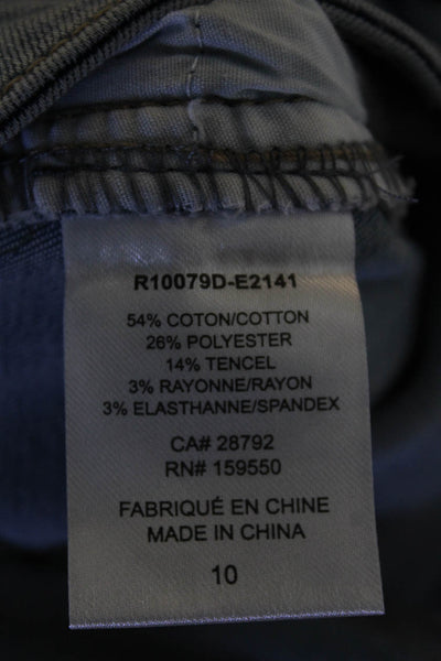 Renuar Womens Blue Wash Embellished Straight Leg Skinny Pants Blue Size 10