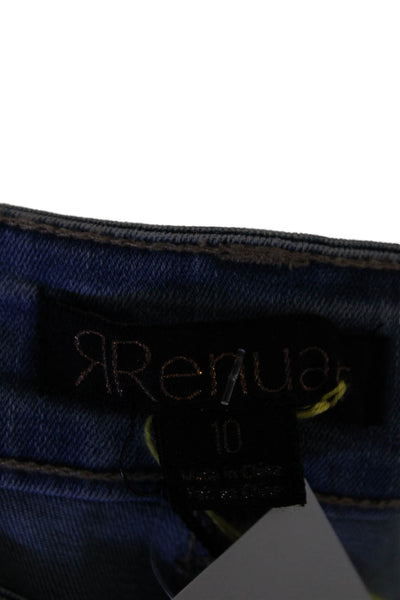 Renuar Womens Blue Wash Embellished Straight Leg Skinny Pants Blue Size 10