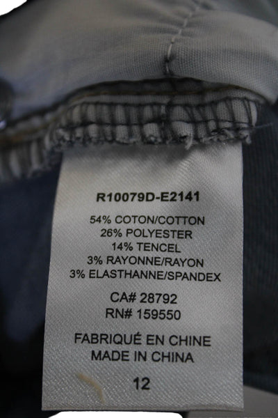 Renuar Womens Blue Wash Embellished Star Straight Leg Skinny Pants Blue Size 12
