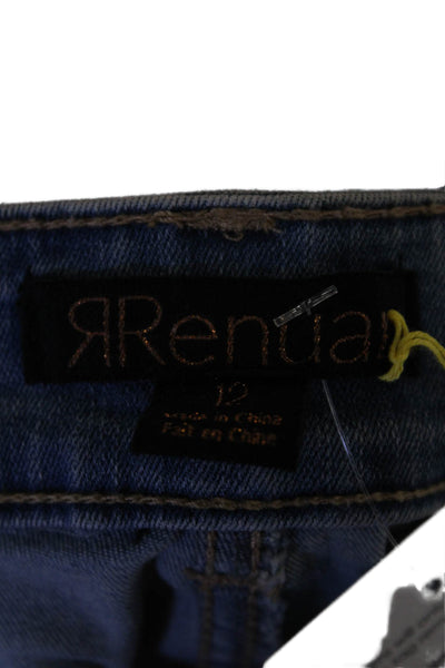 Renuar Womens Blue Wash Embellished Star Straight Leg Skinny Pants Blue Size 12