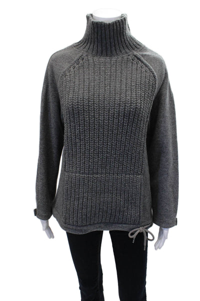 J Crew Womens Wool Thick Knit Pullover Drawstring Hem Sweater Gray Size XS
