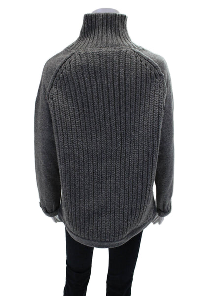 J Crew Womens Wool Thick Knit Pullover Drawstring Hem Sweater Gray Size XS