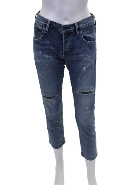 Citizens of Humanity Womens Cotton Distressed Medium Wash Jeans Blue Size 25